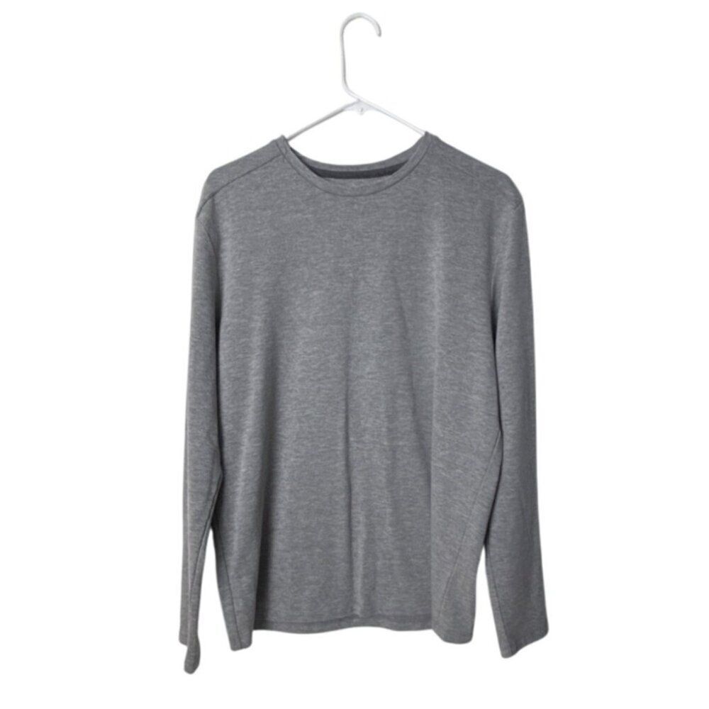 7Diamonds Mens Gray Long Sleeve Crewneck Shirt L Pima Cotton
